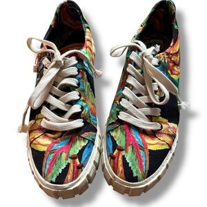 Farm Rio Black Multicolor Banana Platform Sneakers - Size 9.5 Women's